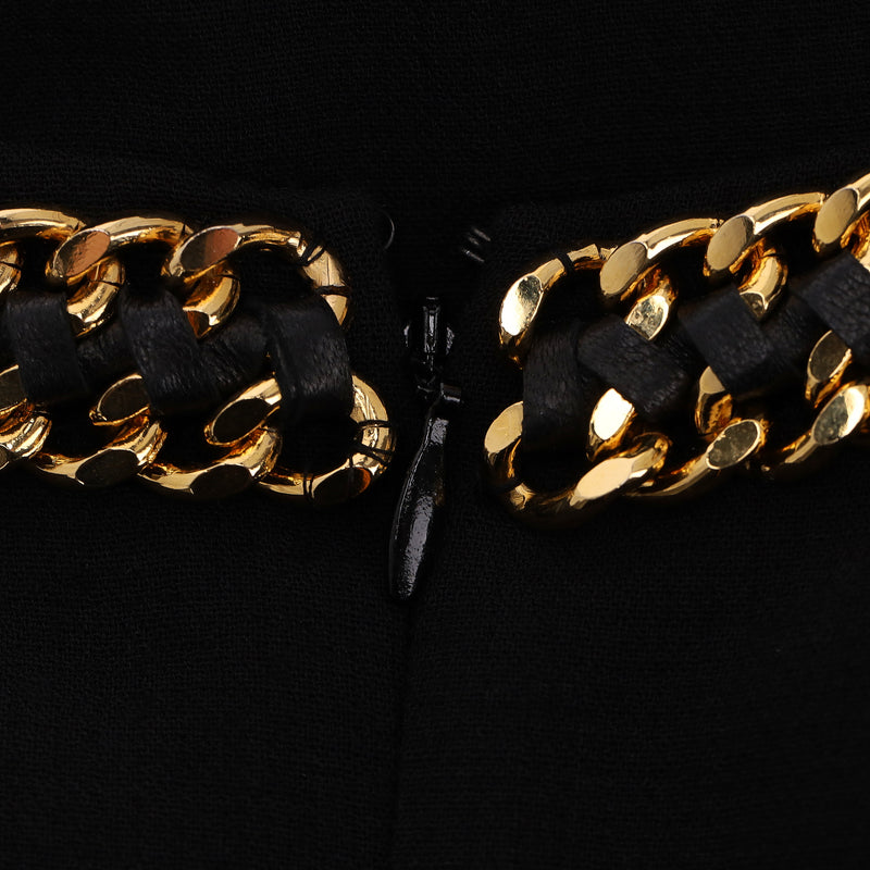 Emilio Pucci Wool Sheath Dress With A Chain Embellished Neckline. Size 44IT