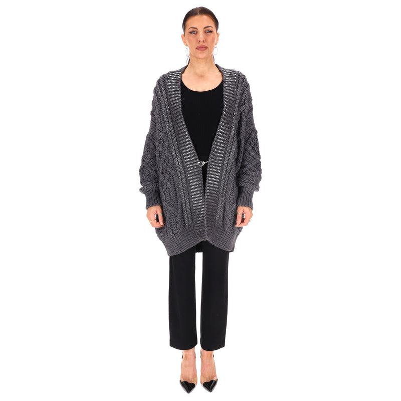Ermanno Scervino Wool Blend Crystal Embellished Cardigan. Size M