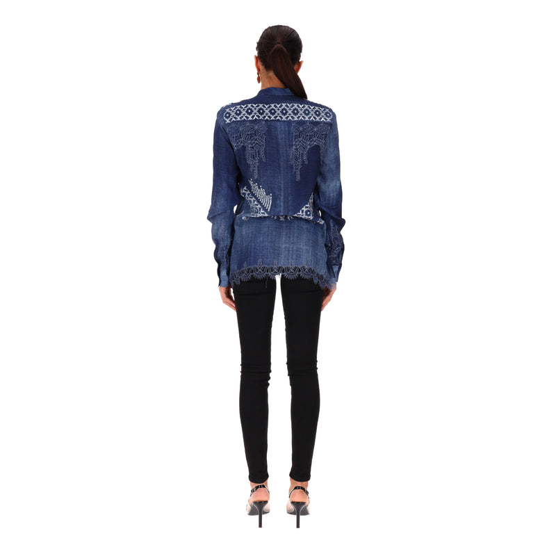 Ermanno Scervino Lace Embellished Shirt. Size 44IT