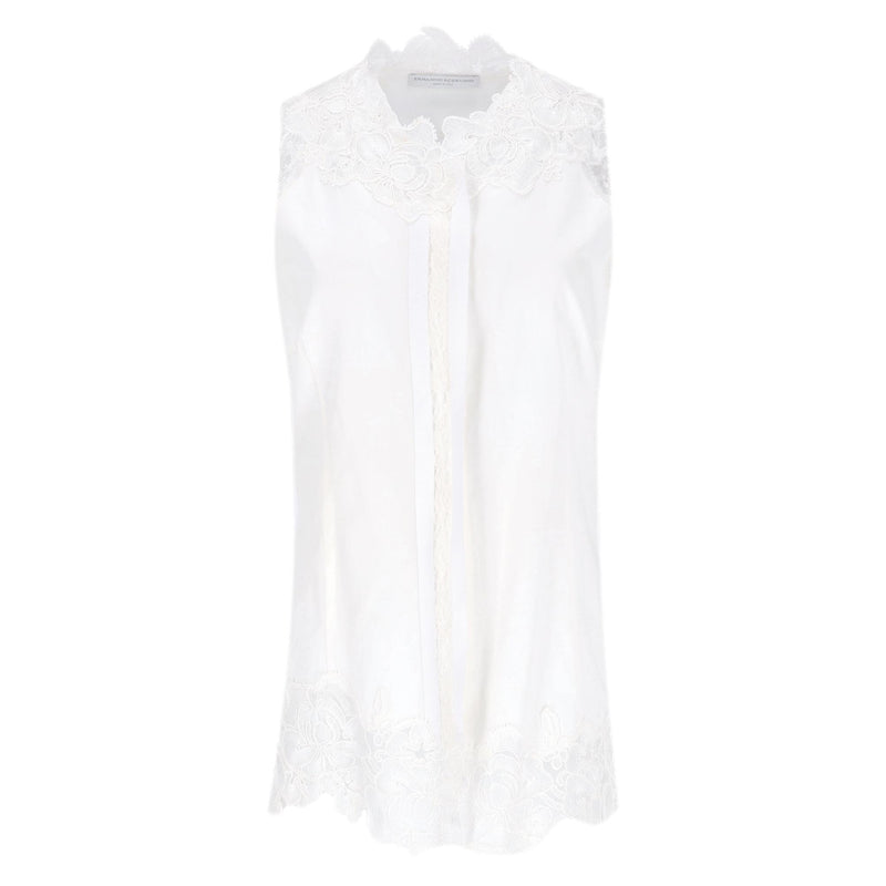 Ermanno Scervino Lace Embroidered Cotton Top. Size 44IT