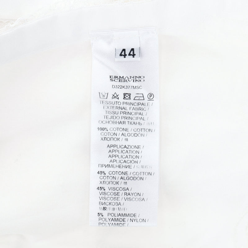 Ermanno Scervino Lace Embroidered Cotton Top. Size 44IT