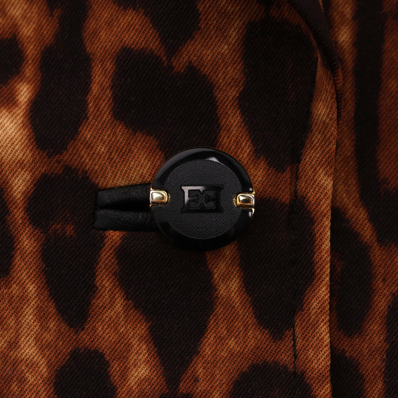 Escada Leopard Print Wool Blazer/Jacket With Leather Side Panels. Size 40FR