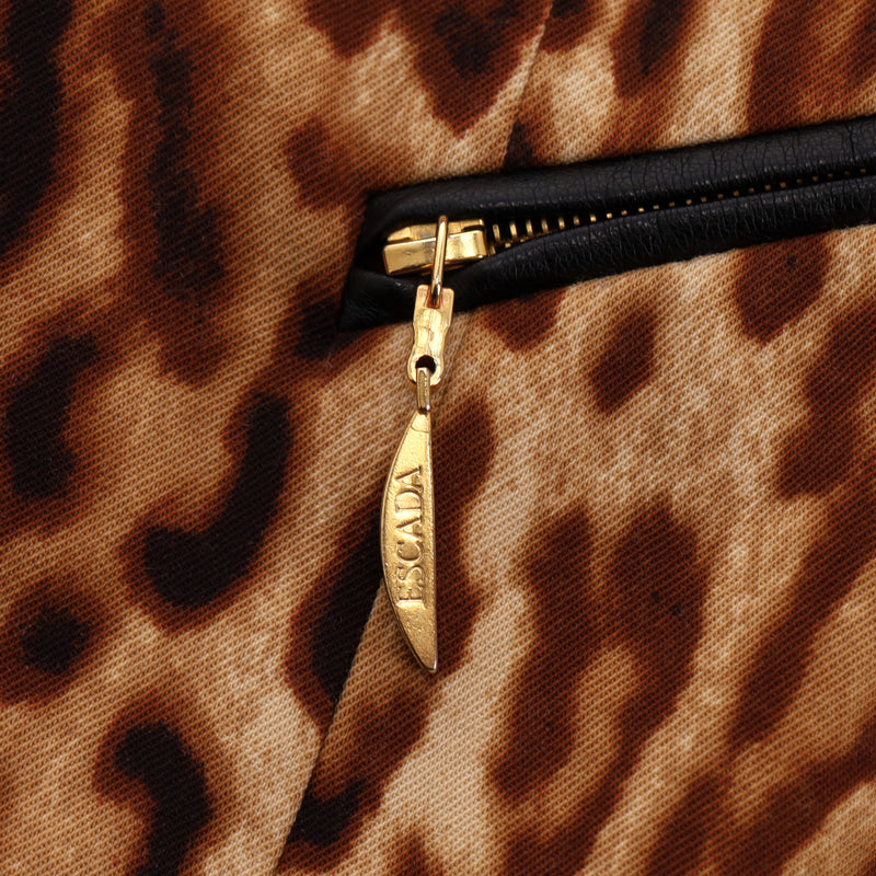 Escada Leopard Print Wool Blazer/Jacket With Leather Side Panels. Size 40FR