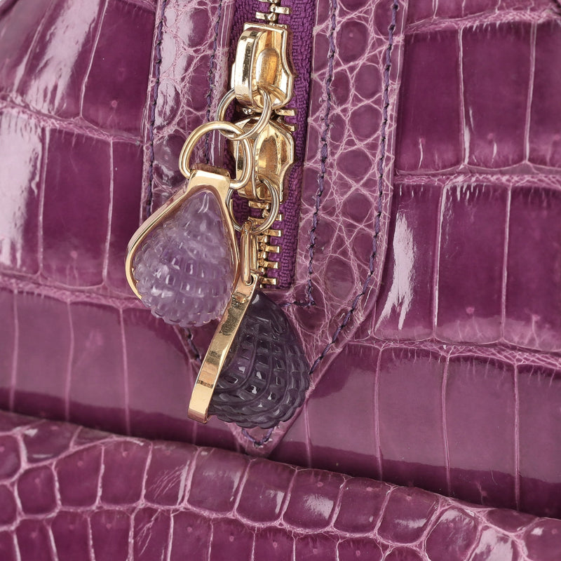 Ethan K Crocodile Skin Bowler Bag