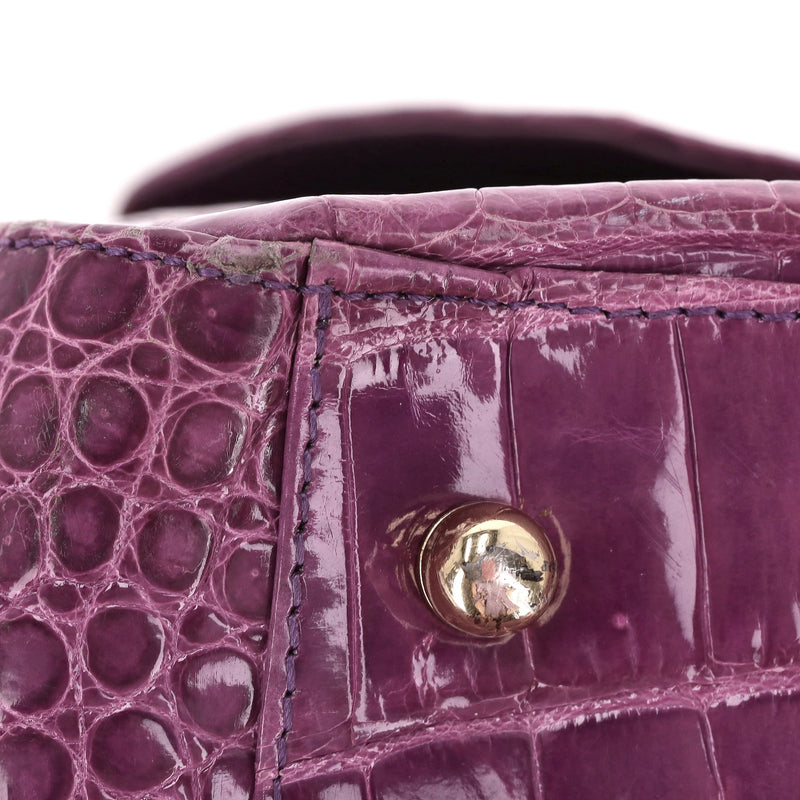 Ethan K Crocodile Skin Bowler Bag