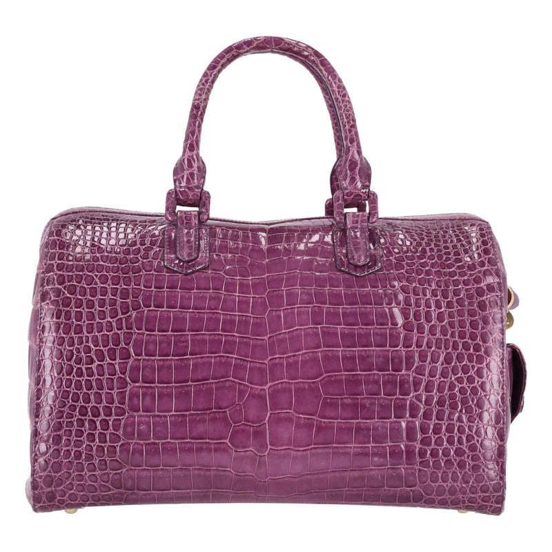 Ethan K Crocodile Skin Bowler Bag