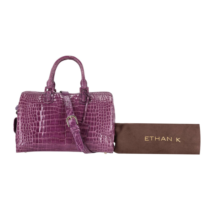 Ethan K Crocodile Skin Bowler Bag
