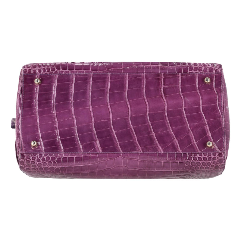 Ethan K Crocodile Skin Bowler Bag