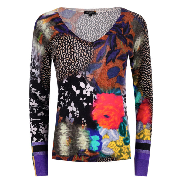 Etro Silk & Cashmere Blend Multi-Print Jumper. Size 44IT