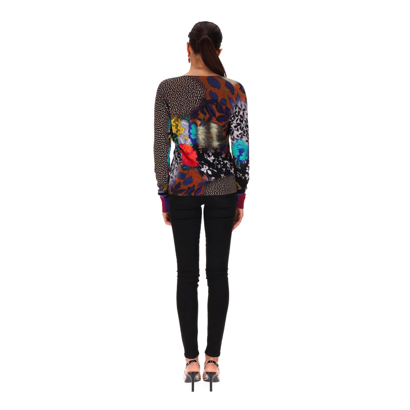 Etro Silk & Cashmere Blend Multi-Print Jumper. Size 44IT