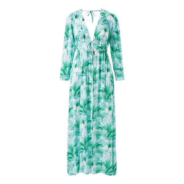 Mellisa Odabash Palm Print Kaftan Dress. Size XS