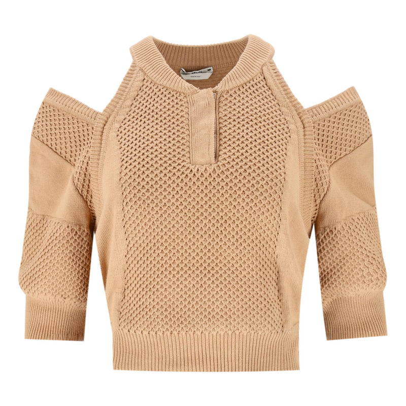 Fendi Knitted Cut-Out Detail Cotton Top. Size 44IT