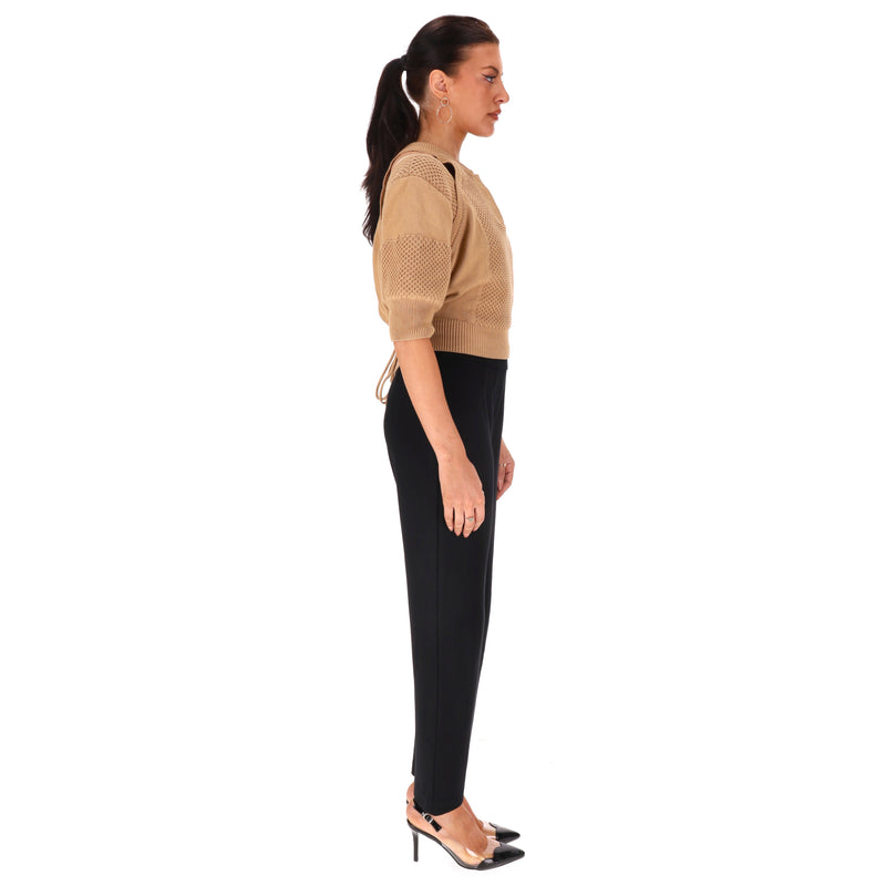 Fendi Knitted Cut-Out Detail Cotton Top. Size 44IT