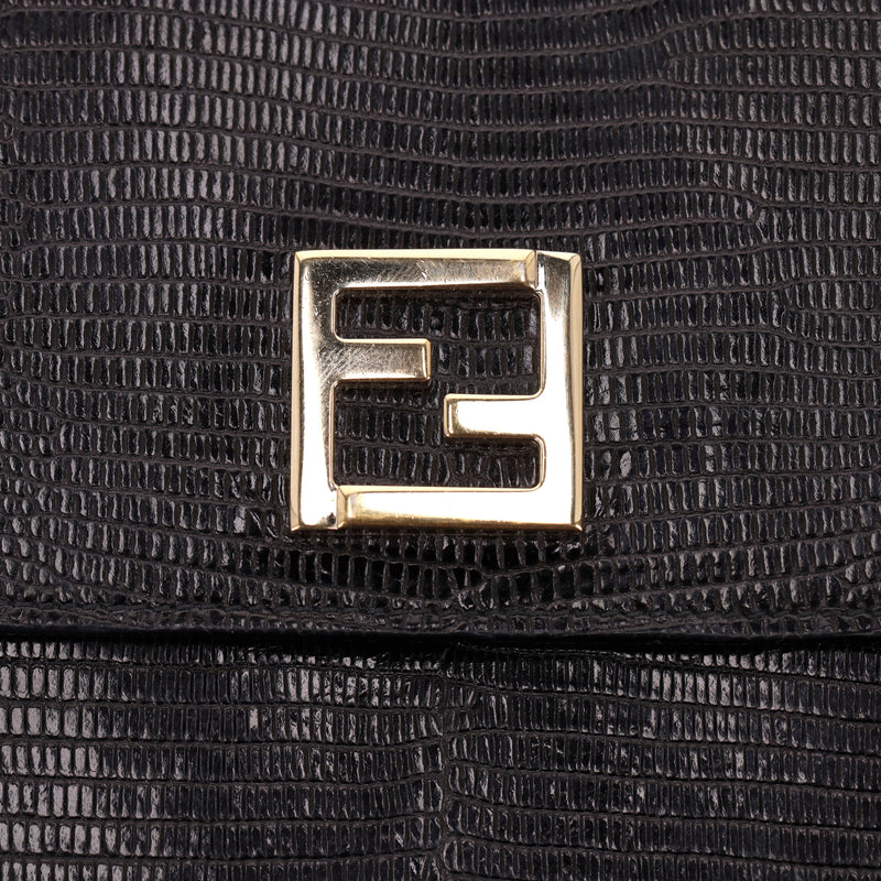 Fendi Lizard Embossed Calfskin Leather Wallet On Chain