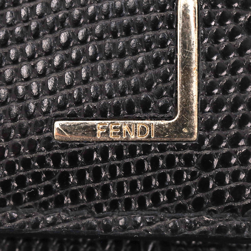 Fendi Lizard Embossed Calfskin Leather Wallet On Chain