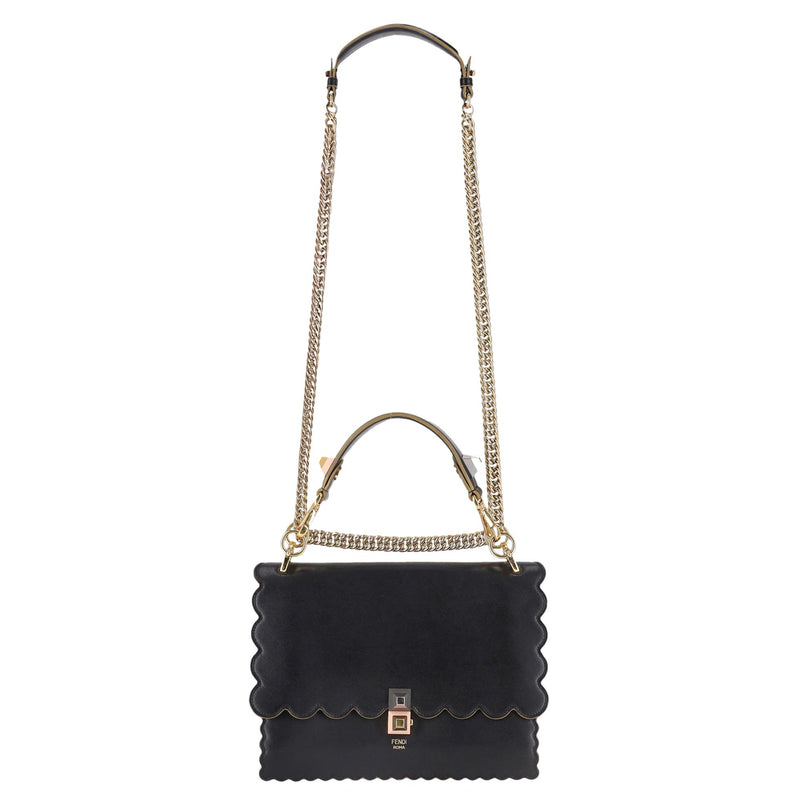 Fendi KAN I Scalloped Vitello Liberty Leather Studded Medium Shoulder Bag