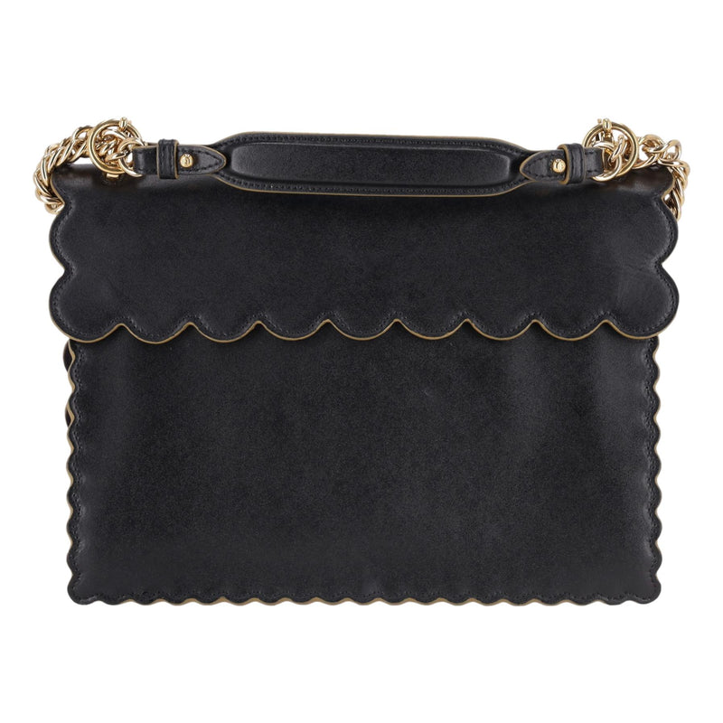 Fendi KAN I Scalloped Vitello Liberty Leather Studded Medium Shoulder Bag
