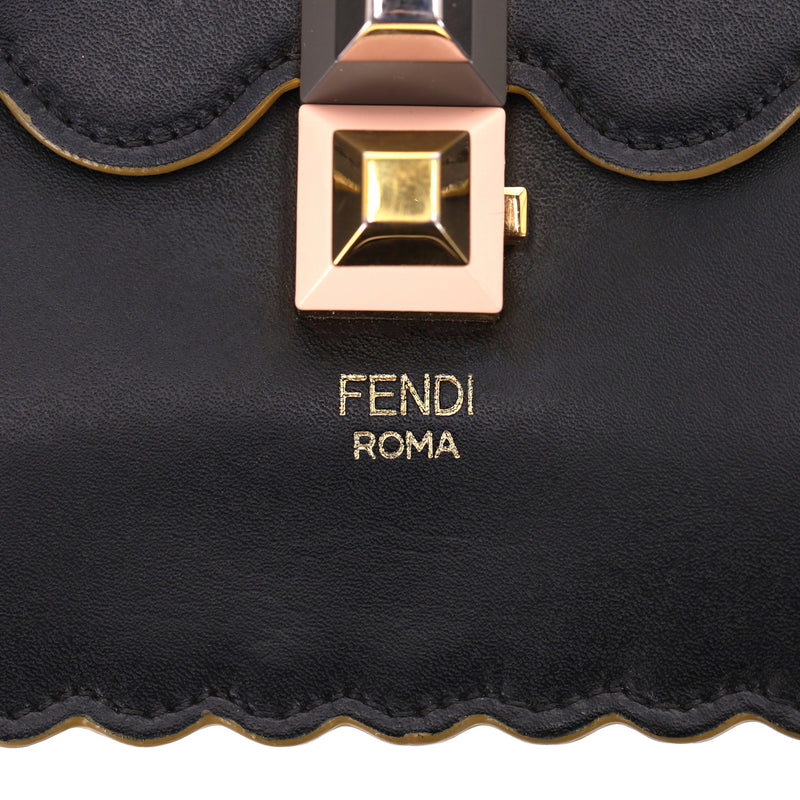 Fendi KAN I Scalloped Vitello Liberty Leather Studded Medium Shoulder Bag