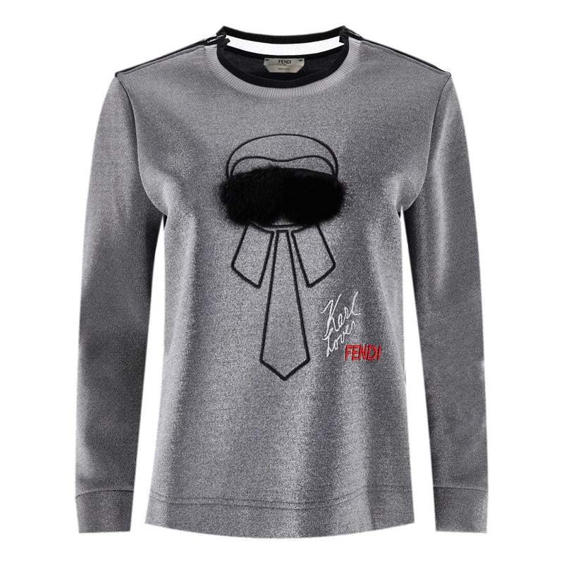 Fendi Karl Lagerfeld Embroidered Laminated Sweatshirt. Size 40IT