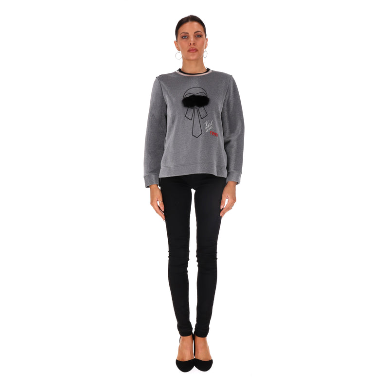 Fendi Karl Lagerfeld Embroidered Laminated Sweatshirt. Size 40IT