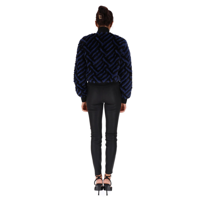 Fendi Chevron Mink Fur Bomber Jacket. Size 38IT