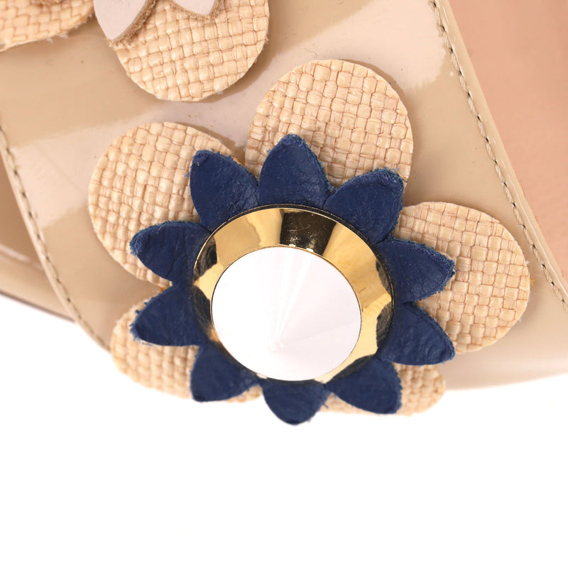 Fendi 3D Flowerland Patent Leather Heeled Mules. Size 35