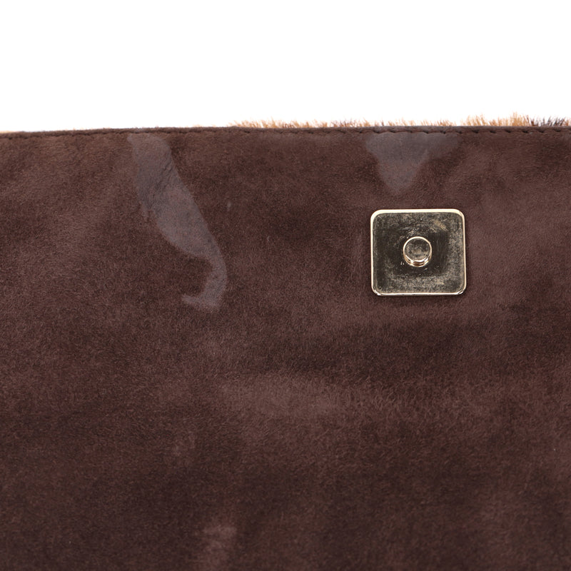 Fendi Leopard Pony Hair 'FF' Buckle Vintage Mamma Baguette Shoulder Bag