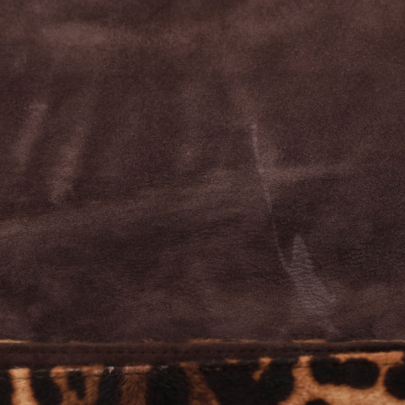 Fendi Leopard Pony Hair 'FF' Buckle Vintage Mamma Baguette Shoulder Bag