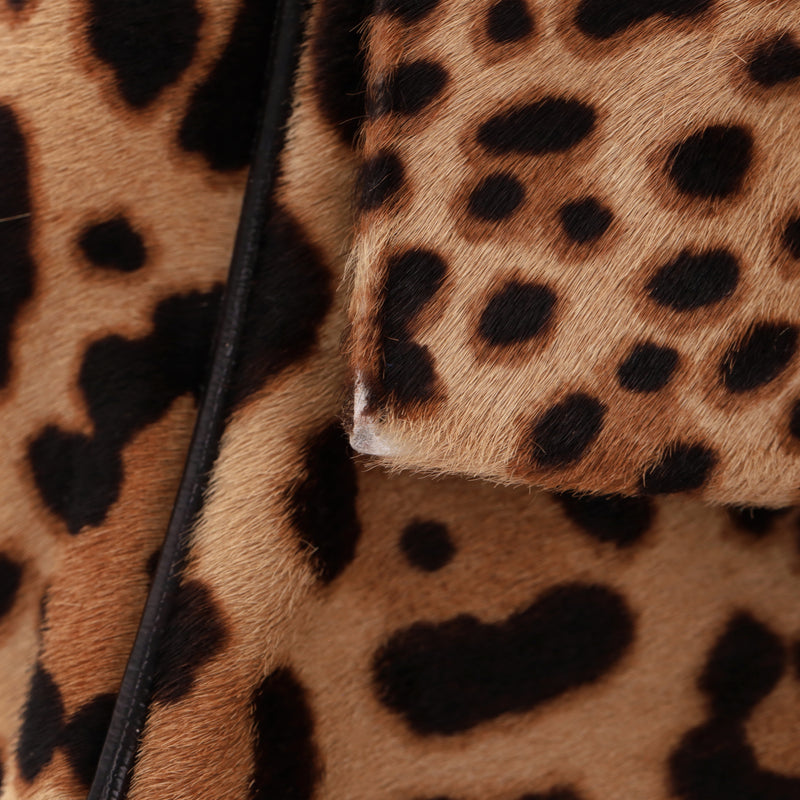 Fendi Leopard Pony Hair 'FF' Buckle Vintage Mamma Baguette Shoulder Bag