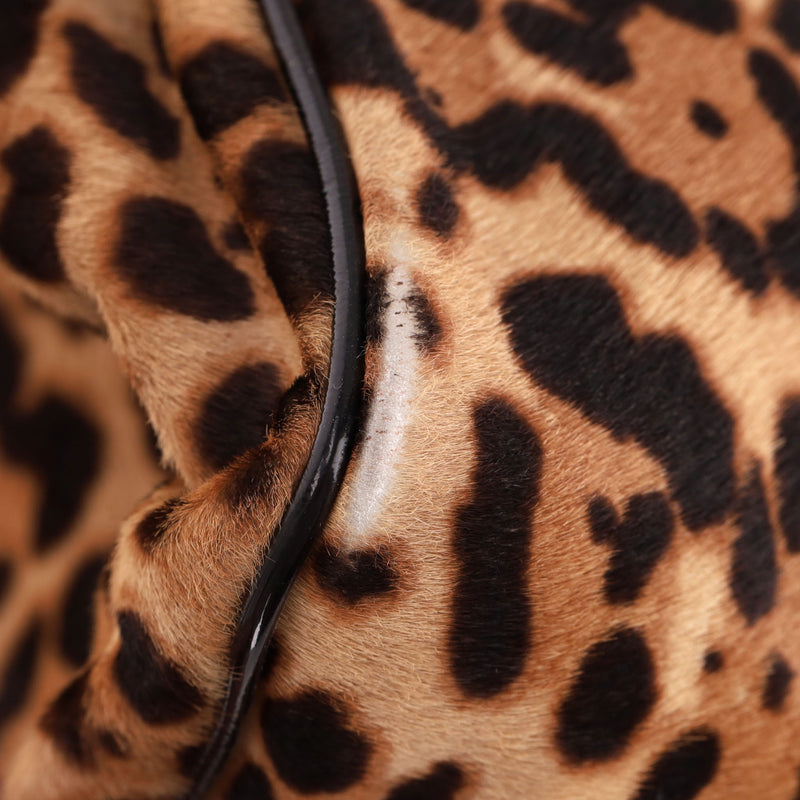 Fendi Leopard Pony Hair 'FF' Buckle Vintage Mamma Baguette Shoulder Bag