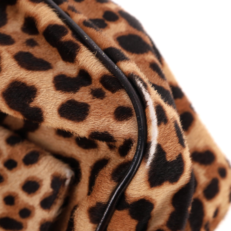 Fendi Leopard Pony Hair 'FF' Buckle Vintage Mamma Baguette Shoulder Bag