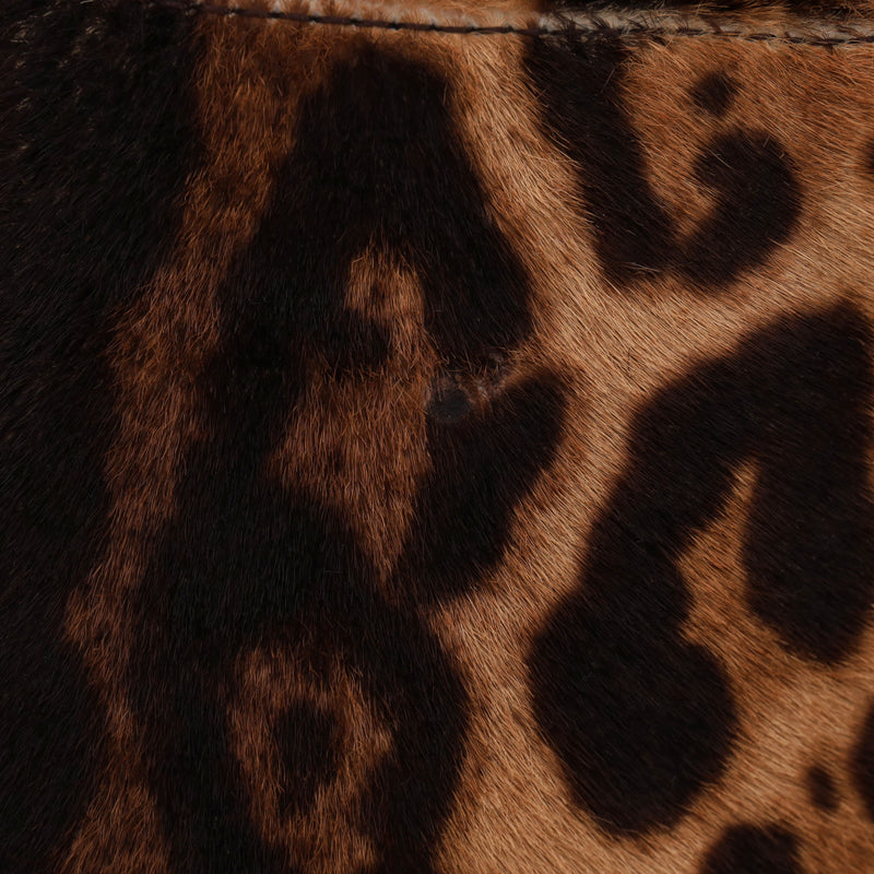 Fendi Leopard Pony Hair 'FF' Buckle Vintage Mamma Baguette Shoulder Bag