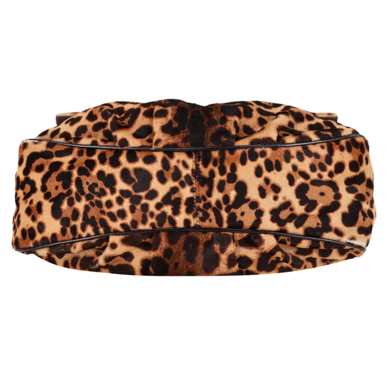 Fendi Leopard Pony Hair 'FF' Buckle Vintage Mamma Baguette Shoulder Bag