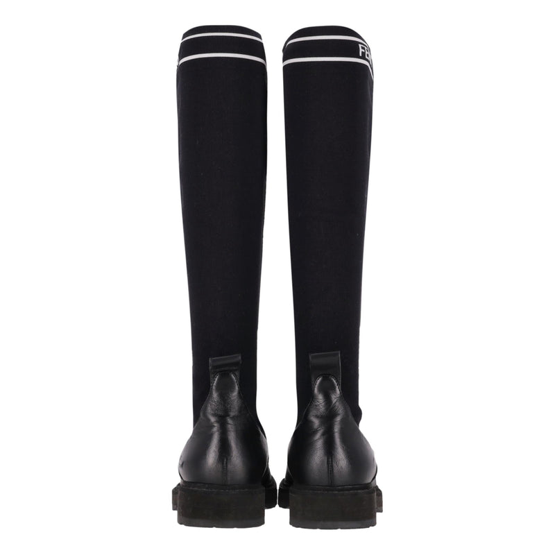 Fendi Logo Leather Knee Sock Boots. Size 36.5