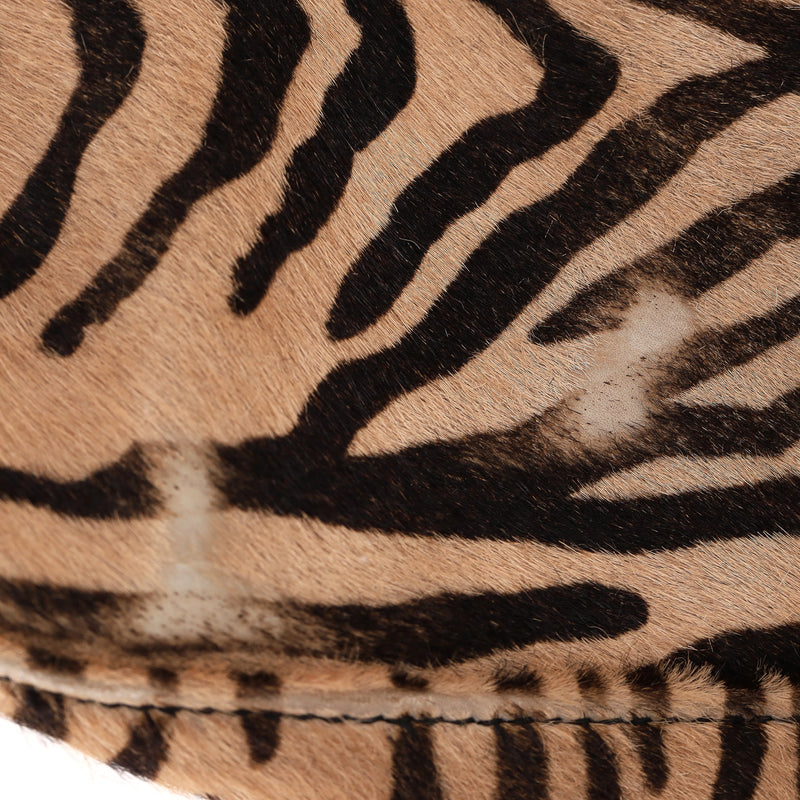 Fendi Zebra Print Pony Hair 'FF' Buckle Vintage Mamma Baguette Shoulder Bag