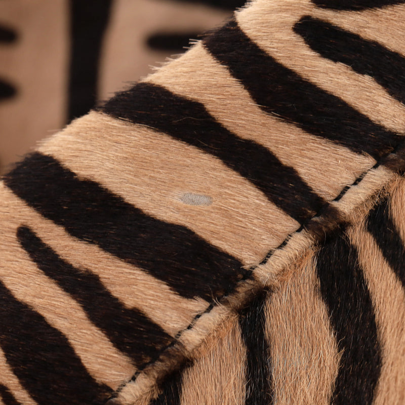 Fendi Zebra Print Pony Hair 'FF' Buckle Vintage Mamma Baguette Shoulder Bag