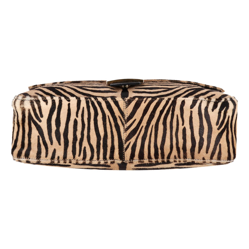 Fendi Zebra Print Pony Hair 'FF' Buckle Vintage Mamma Baguette Shoulder Bag