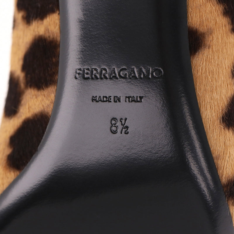 Ferragamo Leopard Print Pony Hair Siwar Pumps. Size 39