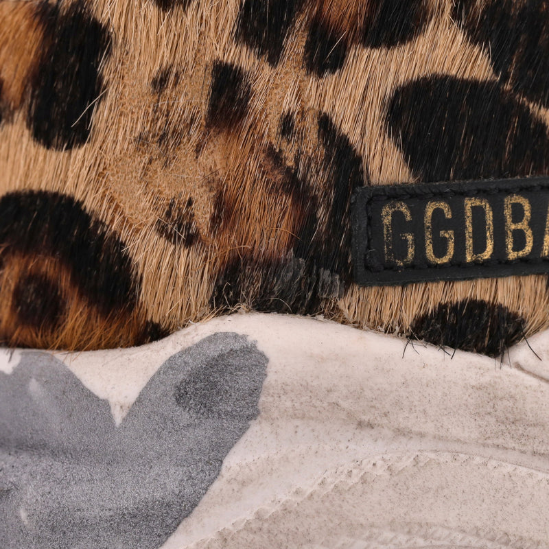 Golden Goose Leopard Print Pony Hair & Glitter Running Sole Sneakers. Size 39