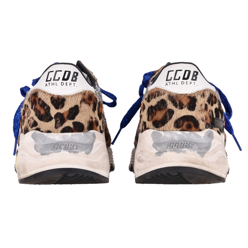 Golden Goose Leopard Print Pony Hair & Glitter Running Sole Sneakers. Size 39