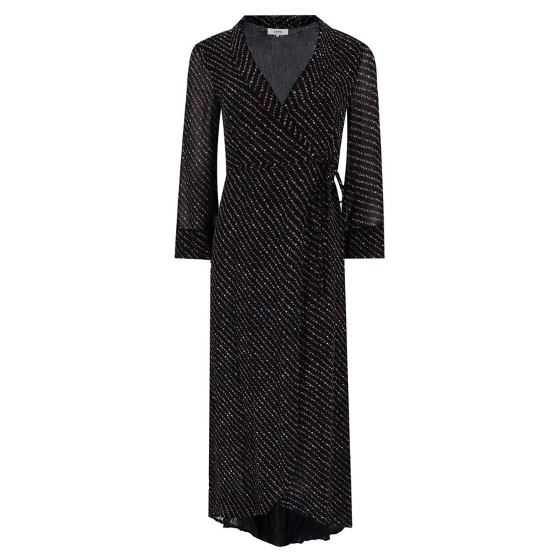 Ganni Floral-Print Wrap Dress With Asymmetrical Hem. Size 36FR