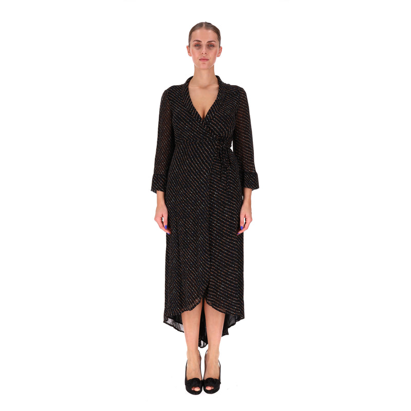 Ganni Floral-Print Wrap Dress With Asymmetrical Hem. Size 36FR