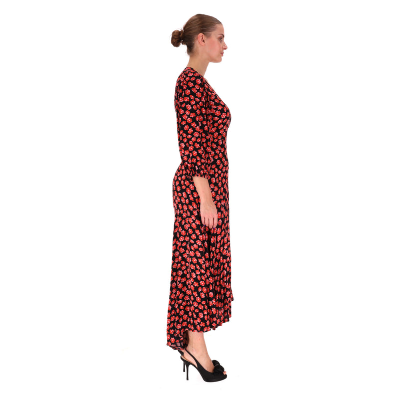 Ganni Floral Print Crepe Wrap Dress. Size 34FR