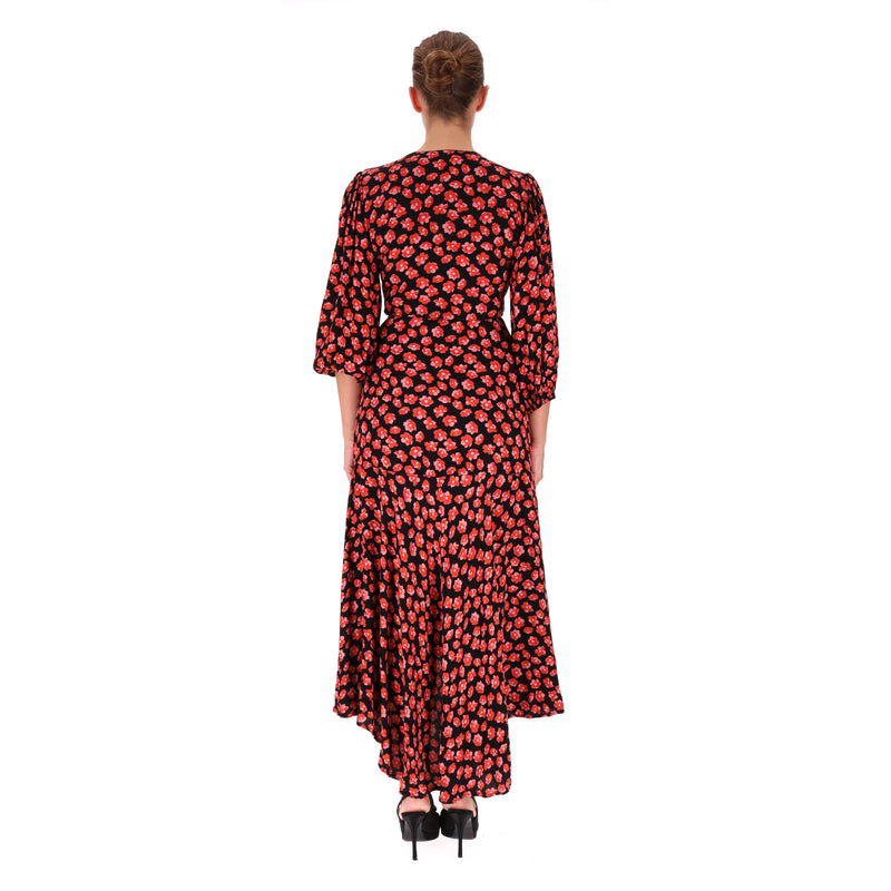 Ganni Floral Print Crepe Wrap Dress. Size 34FR