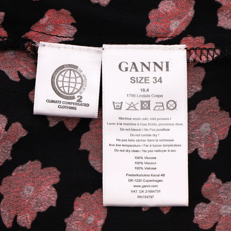 Ganni Floral Print Crepe Wrap Dress. Size 34FR