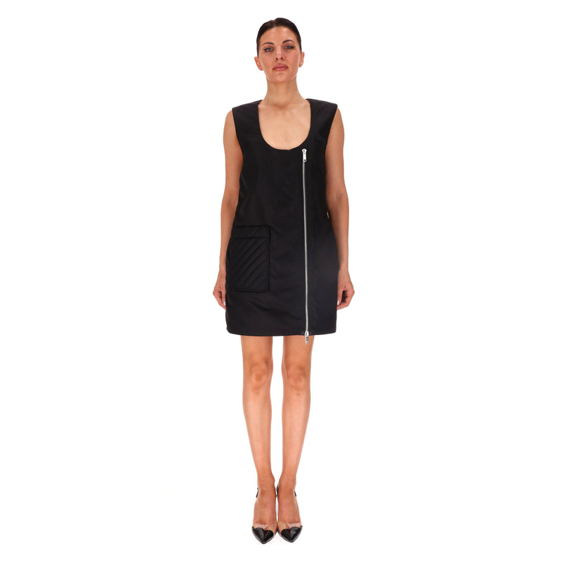 Ganni Quilted Shell Mini Dress With A Zipper To The Front. Size 42IT