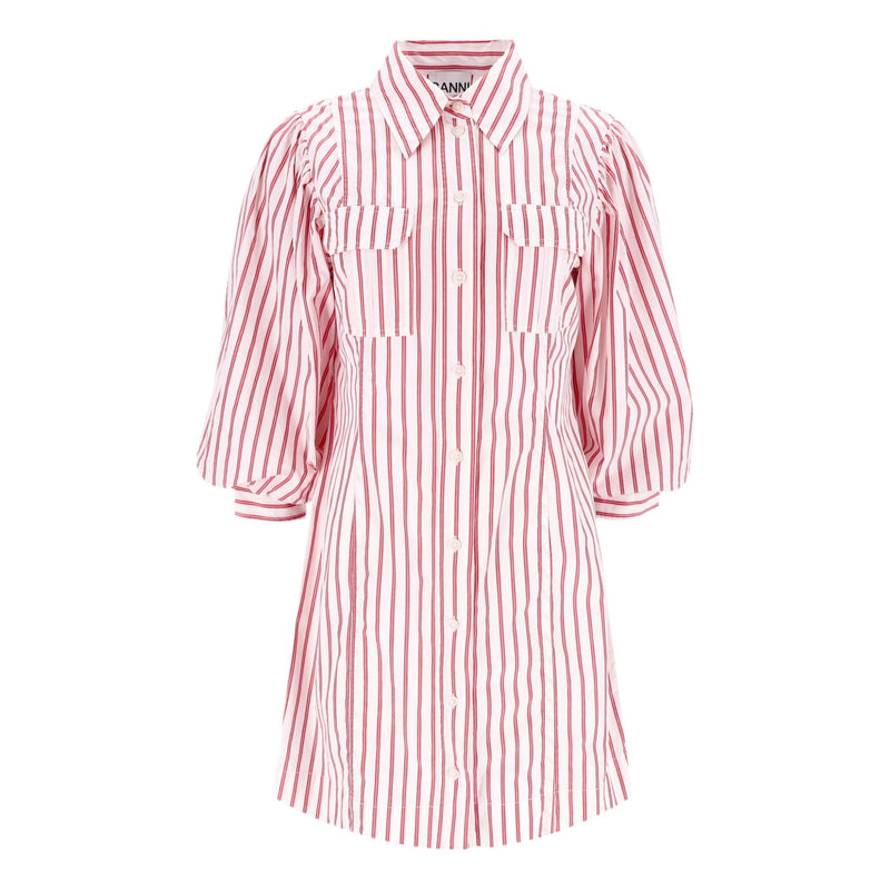 Ganni Striped Cotton Shirt Dress. Size 42IT