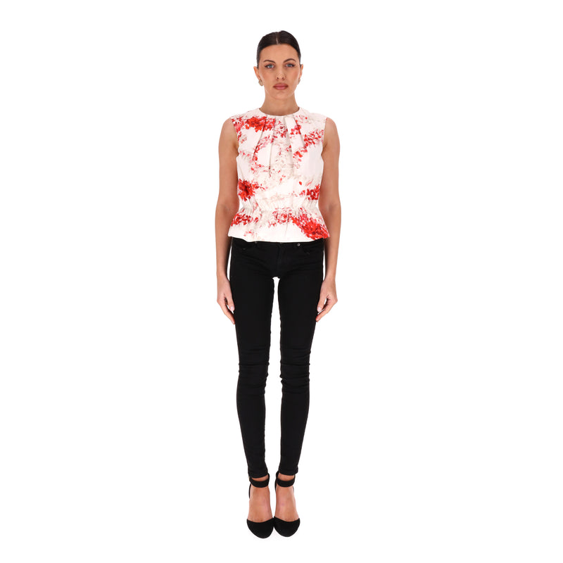 Giambattista Vali Cotton & Silk Floral Top. Size 42IT