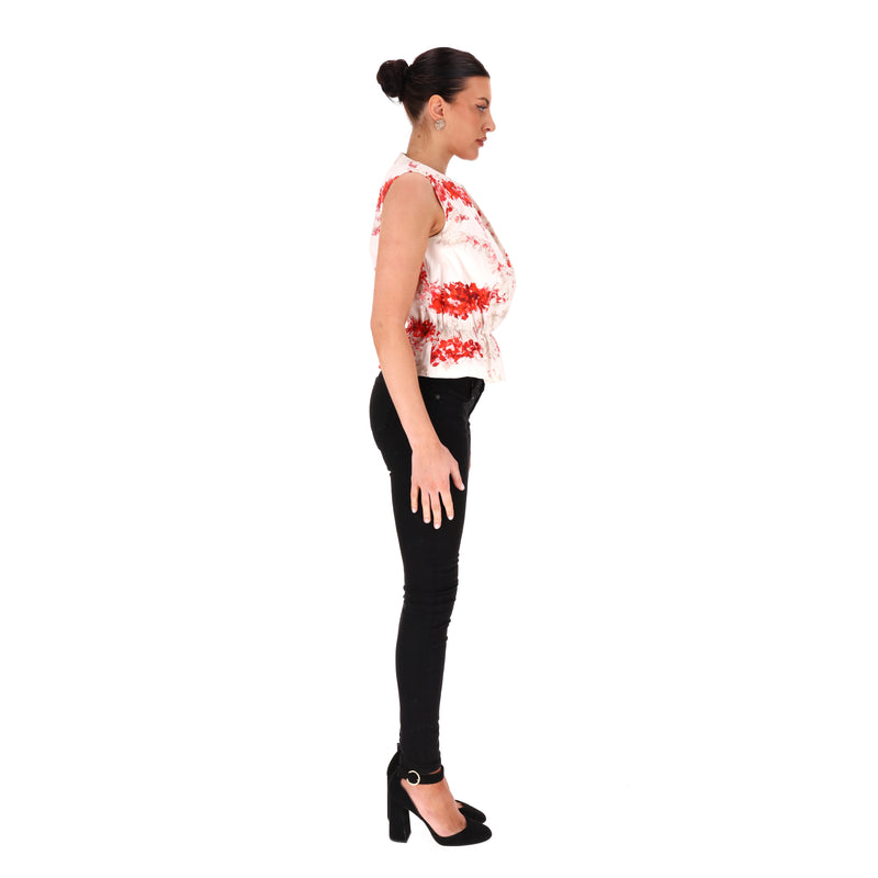 Giambattista Vali Cotton & Silk Floral Top. Size 42IT