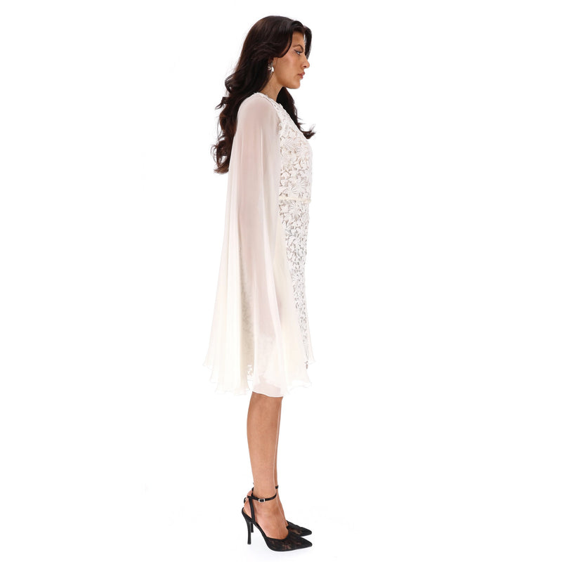 Giambattista Valli Guipure Lace Cape Dress. Size 38IT